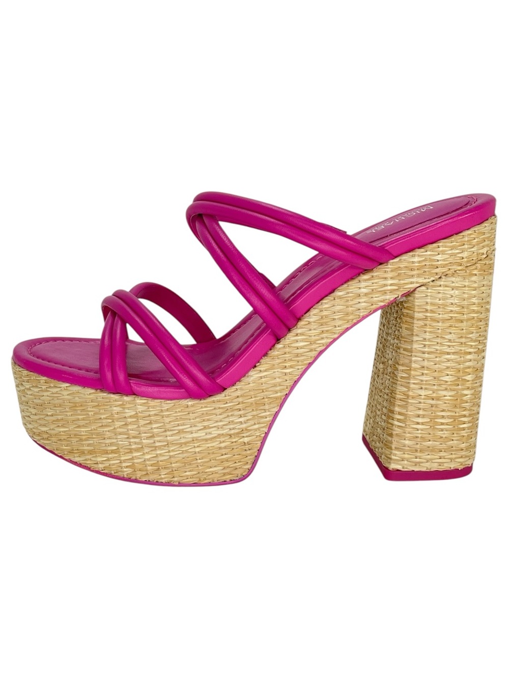 Michael Kors Corrine Pink Leather Raffia Womens Platform Sandals Size 7.5M - Picture 3 of 12